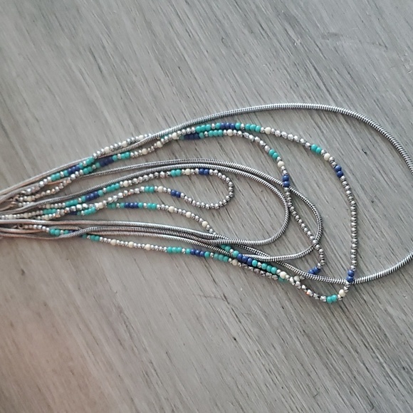 Lucky Brand silver and turquoise strand necklace - Picture 2 of 3